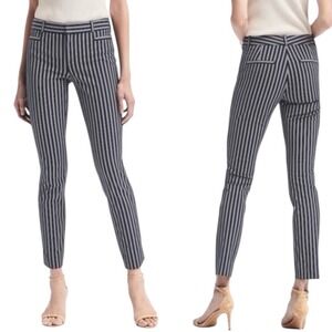 Banana Republic Women's Sloan Striped Crop Pants Navy Size 10‎ Career Modern